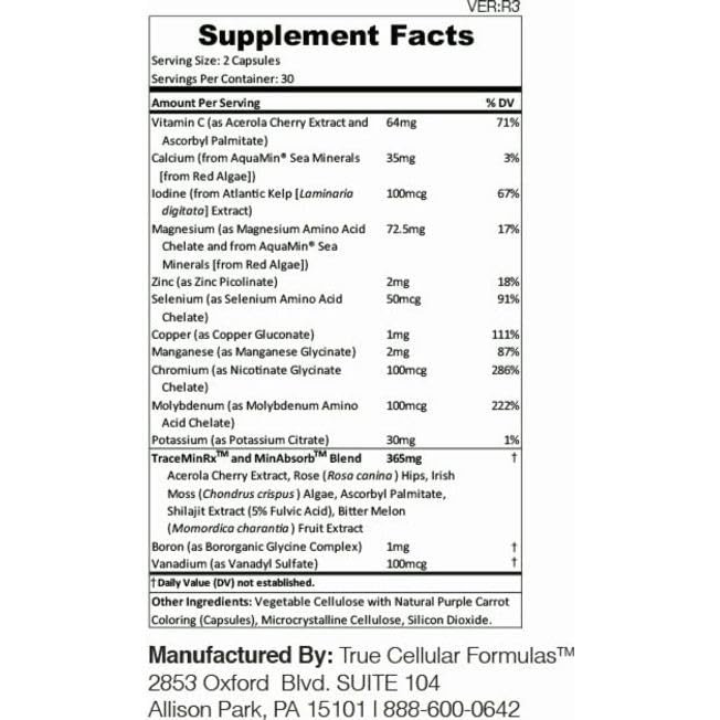 True Cellular Formulas MIN12Absorb™ Essential & Trace Mineral Complex 60 Capsules