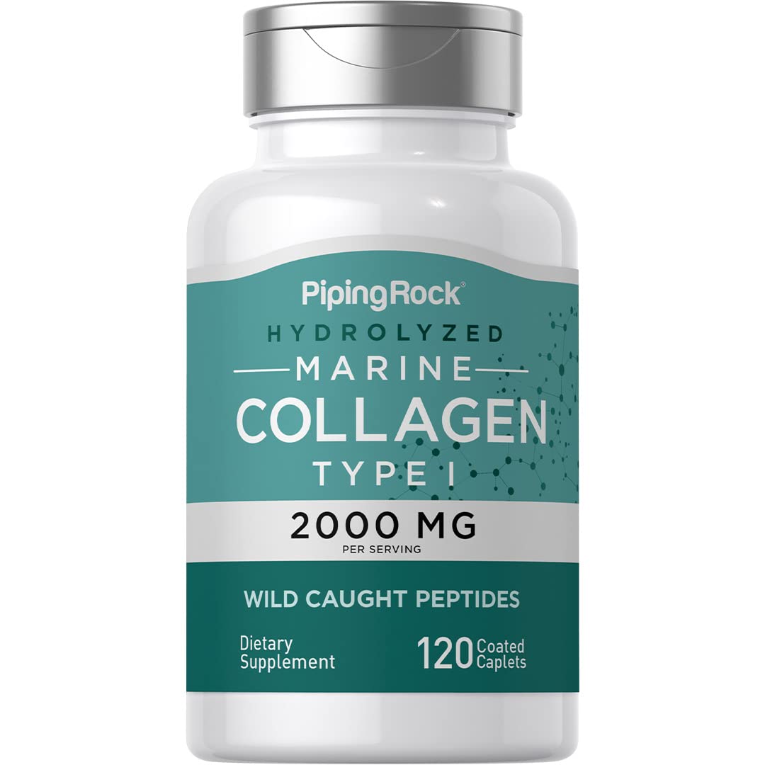 Piping Rock Marine Collagen Peptides 2000mg Caplets, 120 Count