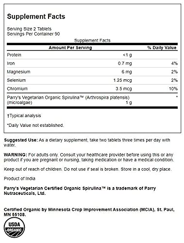 Swanson Certified Organic Spirulina 500 mg Tablets, 360 Count