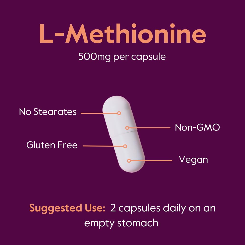 BESTVITE L-Methionine 500mg Capsules, 120 Count