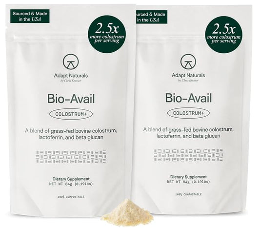 Adapt Naturals by Chris Kresser Colostrum Supplement with Lactoferrin & Beta-Glucan, Bio-Avail Grass Fed Bovine Colostrum Powder, 2500mg, Non-GMO, 5.92 oz