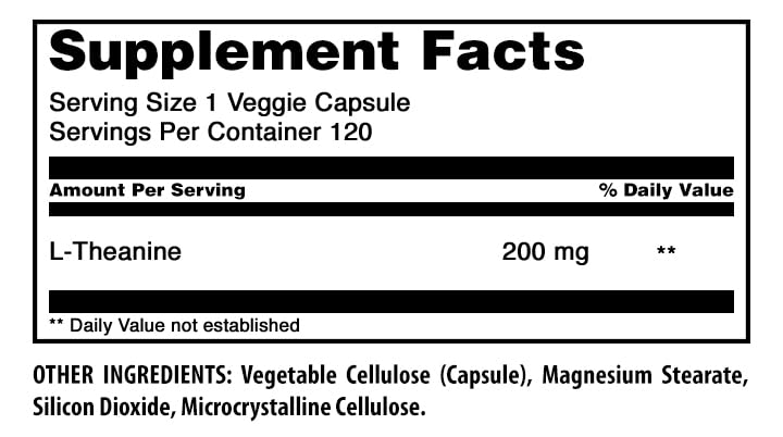 Amazing Nutrition L-Theanine Supplement 200 mg Capsule 120 Count