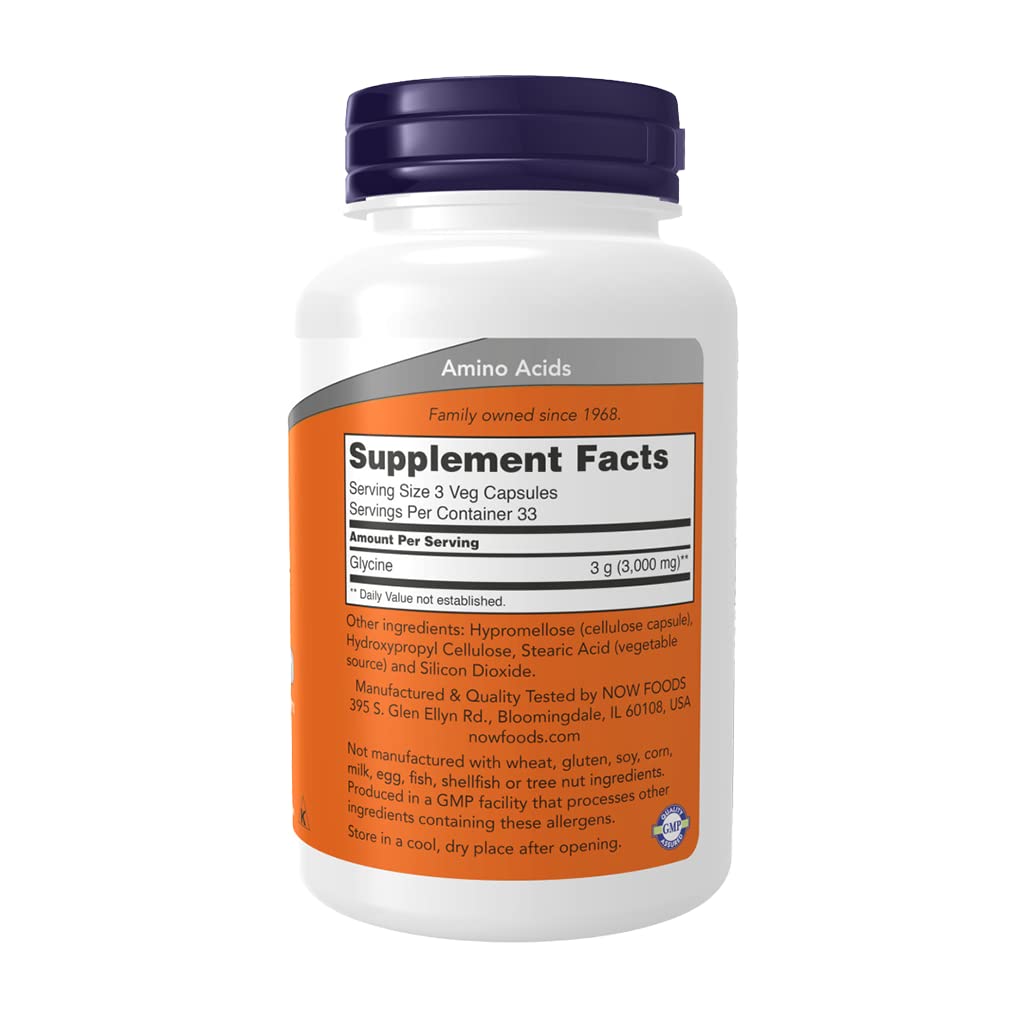 NOW Foods Glycine 1000 mg Capsule, 100 Capsules