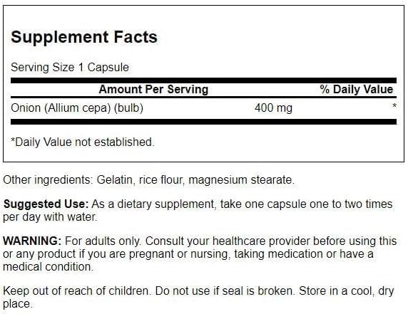 Swanson Full Spectrum Onion (Bulb) 400 Milligrams 60 Capsules