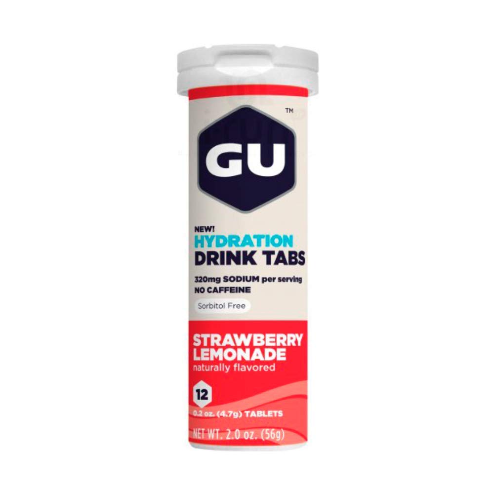 GU ENERGY GEL Electrolyte Hydration Drink Tablets Strawberry Lemonade, 1 Tube