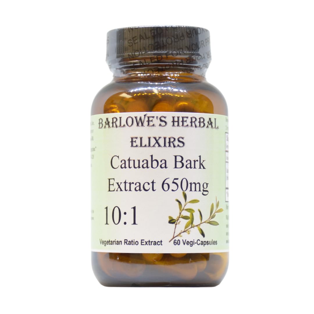 Barlowe's Herbal Elixirs Catuaba 10:1 Extract 650 mg Per Capsule, 60 Capsules