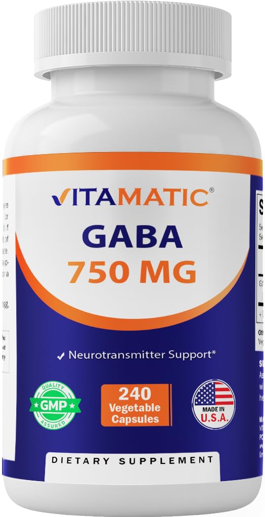 Vitamatic GABA (Gamma Aminobutyric Acid) 750mg Capsule, 240 Count