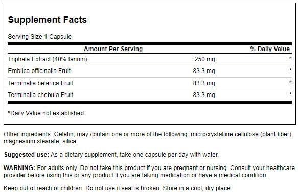 Swanson Triphala (Standardized) 250 Milligrams Capsule, 120 Count