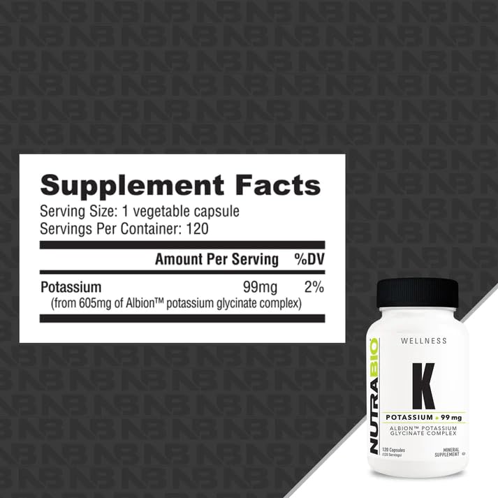 NutraBio Potassium Complex Capsules 120 Count