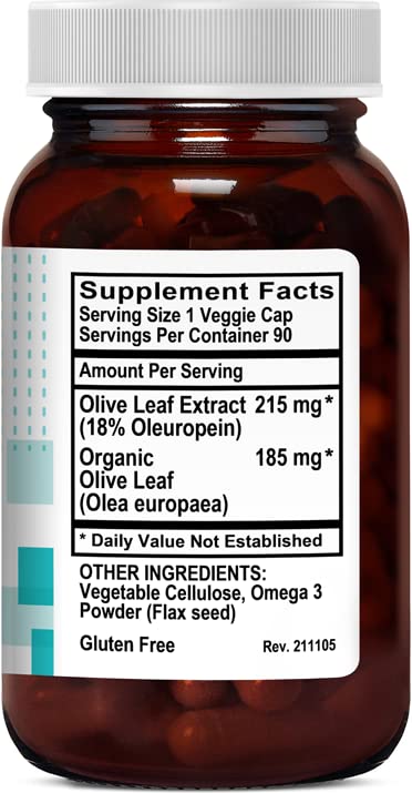 Kovite Full Spectrum Olive Leaf 18% Oleuropein 400 mg Capsules 90 Count
