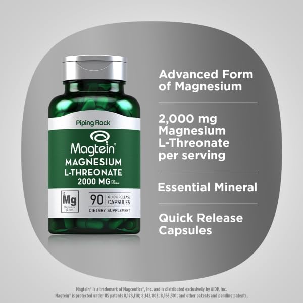 Piping Rock Magnesium L-Threonate Capsules 2000 mg, 90 Count