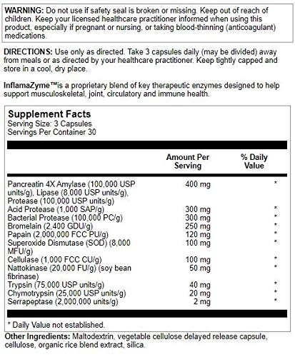 Nutra BioGenesis InfamaZyme Digestive Enzymes for Women & Men, 90 Capsules