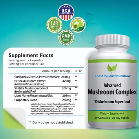 Coast to Coast Nutrition Advanced Mushroom Complex Capsule 60 Count
