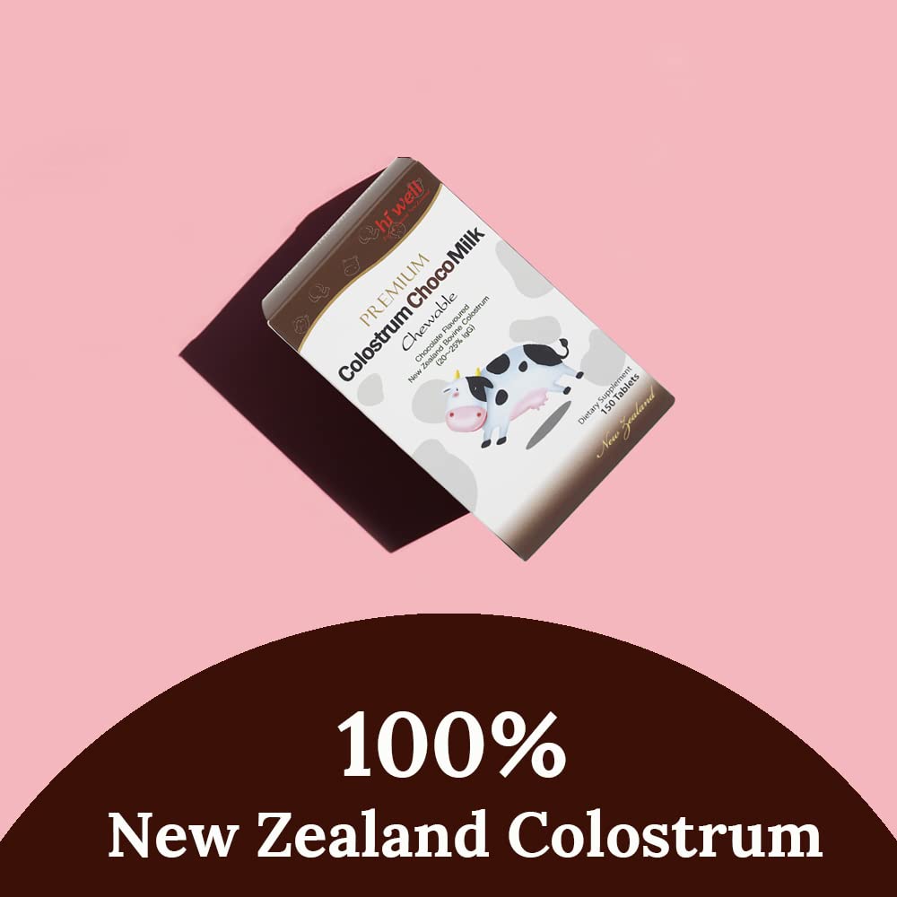 HI WELL PURE & NATURAL NEW ZEALAND Hi Well Premium Grass-Fed Colostrum Choco Chewable 450 Tablets