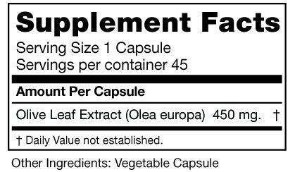 Seagate Olive Leaf Extract 450mg Capsules, 45 Count