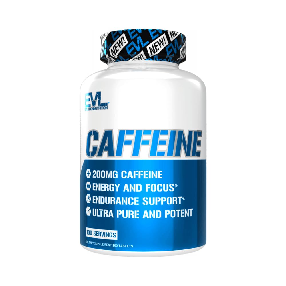 Evlution Caffeine 200mg Energy & Focus Dietary Supplement Tablets 100