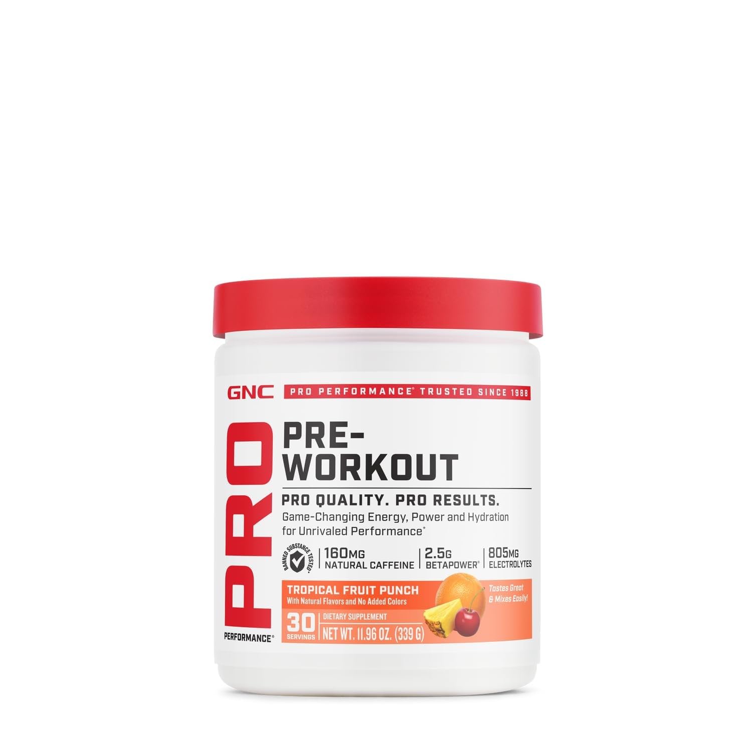 GNC Pro Performance Pre-Workout Tropical Fruit Punch Powder 11.96 Ounce
