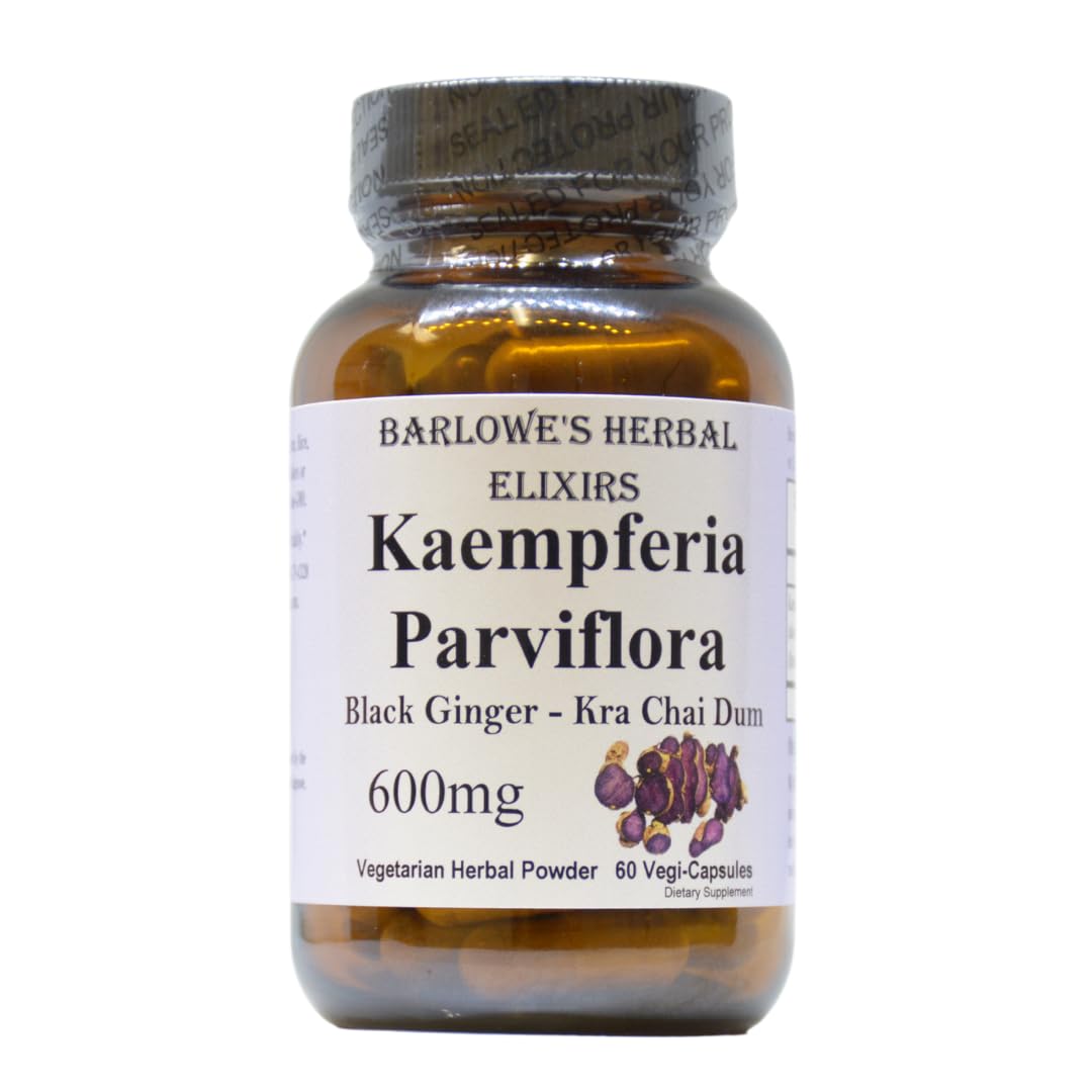 Barlowe's Herbal Elixirs Kaempferia Parviflora Supplement Black Ginger 600mg Capsules, 60 Count