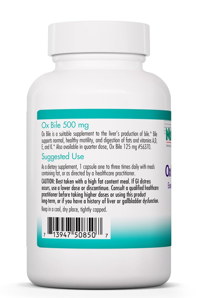 Allergy Research Group NutriCology Ox Bile 500 mg Concentrated Bile Salts Capsules 180