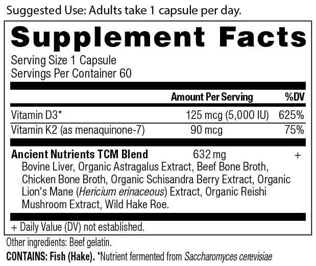 Ancient Nutrition Vitamin D Capsules, 60 Count