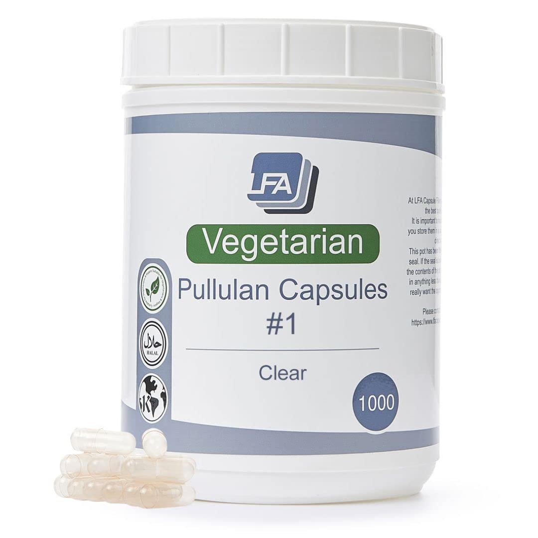 LFA Tablet Presses Vegan Pullulan Empty Capsules, Capsule, 1000 Count