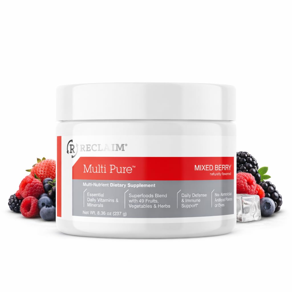 Complete Nutrition Reclaim Multi Pure Mixed Berry Digestive and Immune Support, Vitamin and Mineral Supplement, Powder, 8.27 Ounce