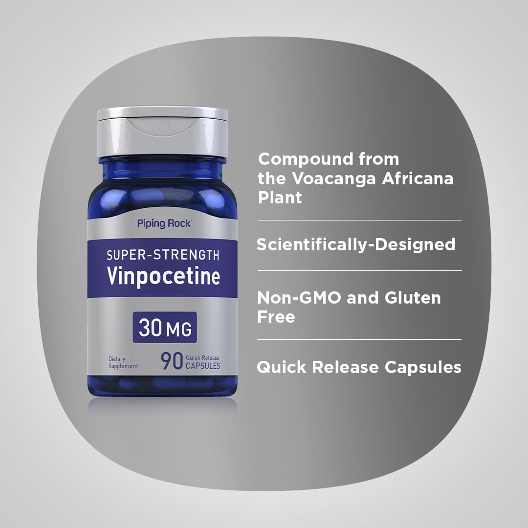 Piping Rock Vinpocetine 30mg Capsules, 90 Count