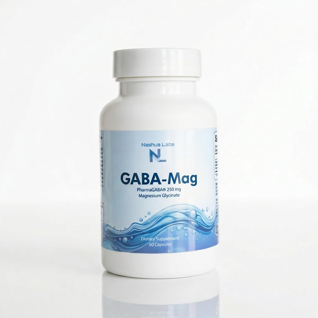 Nashua Labs GABA-Mag GABA Supplement 250 mg with Magnesium Glycinate, 60 Capsules