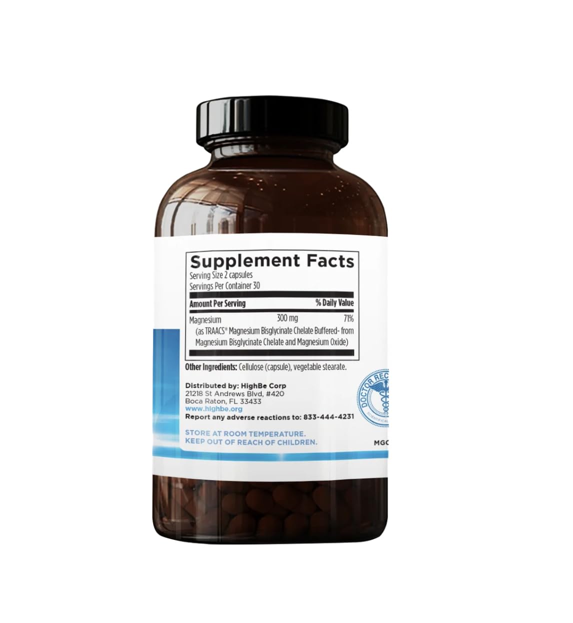 Highbe Magnesium Glycinate Supplement 60 Capsules