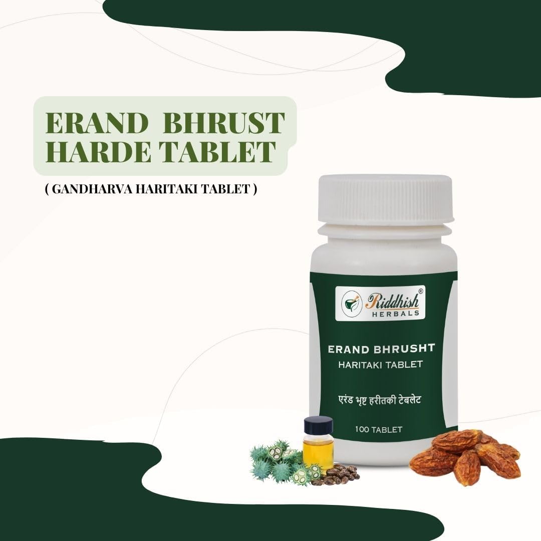 Riddhish HERBALS Erand Bhrusht Haritaki Tablet – Ayurvedic Digestive & Bowel Support Formula, 1 Tablet