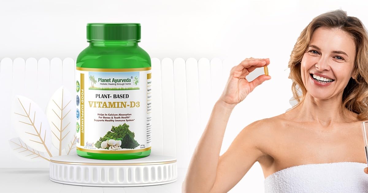 Planet Ayurveda Plant Based Vitamin D3 Organic Tablets, 60 Count