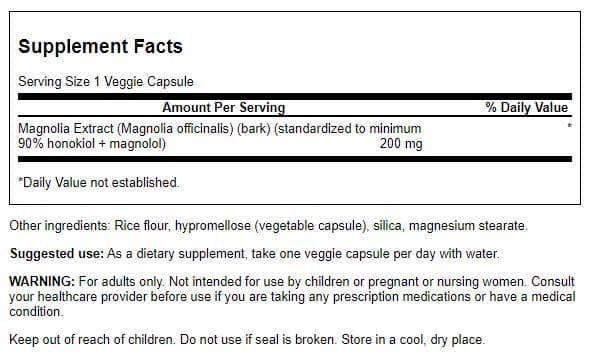 Swanson Magnolia Bark Herbal Supplement Capsules, 60 Capsules