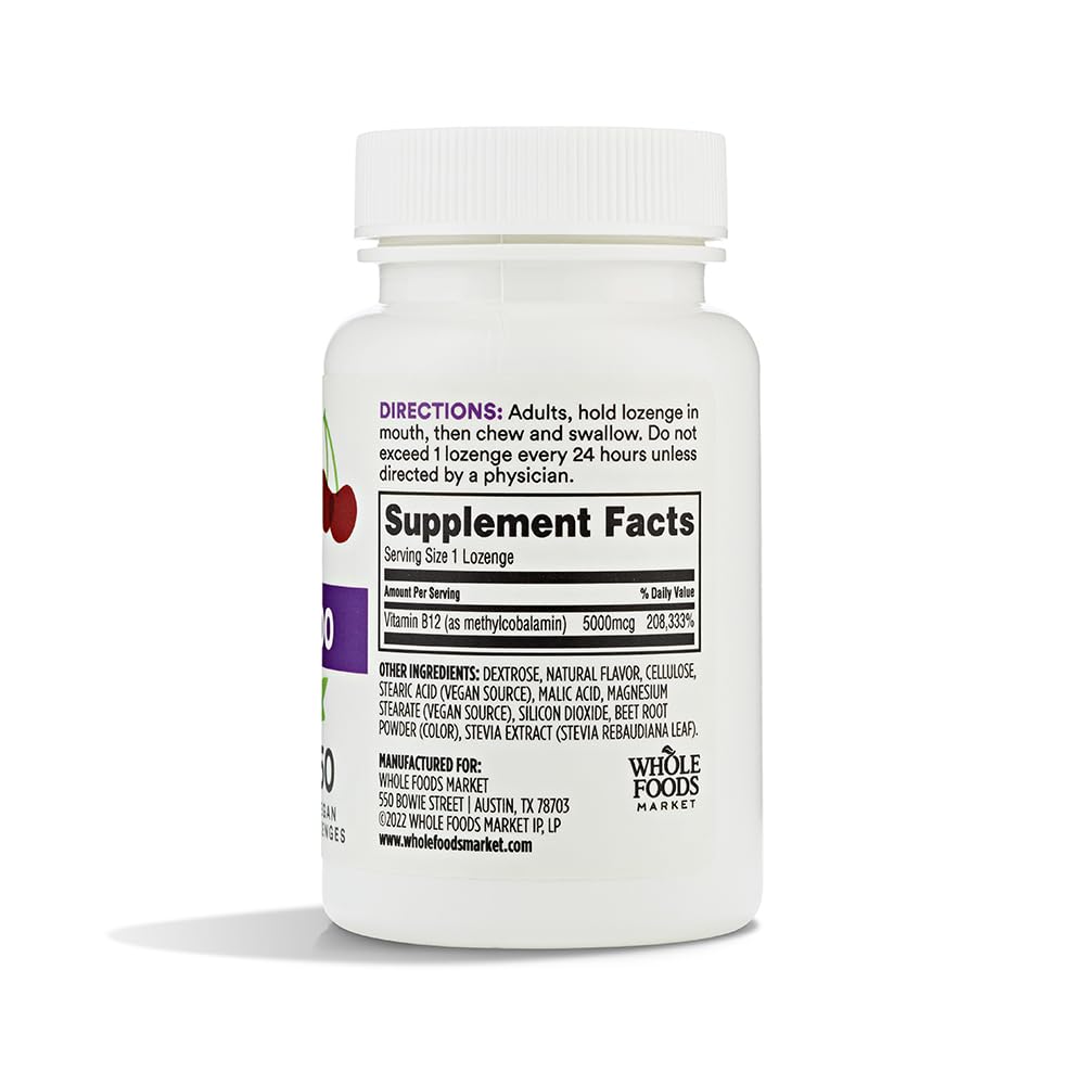 365 by Whole Foods Market Methyl B-12 5000mcg Cherry Lozenges, 60 Count