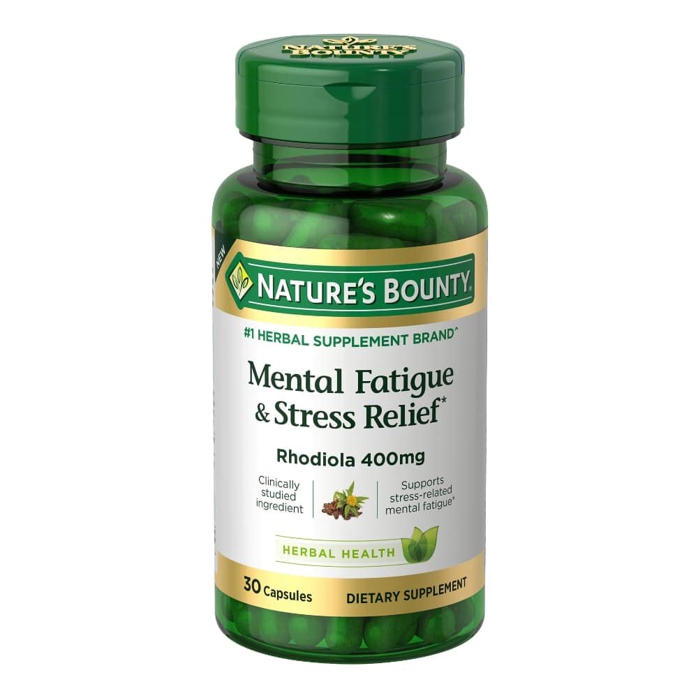 Nature's Bounty Mental Fatigue and Stress Relief Rhodiola Supplement 400 mg, Capsules, 30 Count