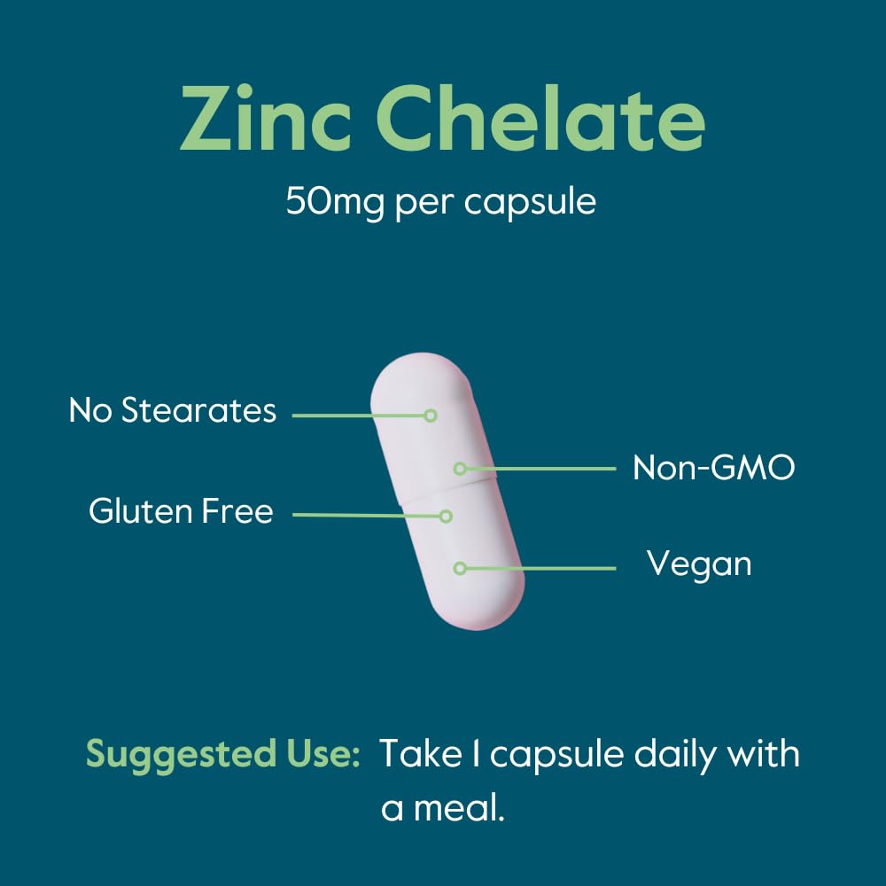 BESTVITE Zinc Chelate 50mg Capsules, 480 Count