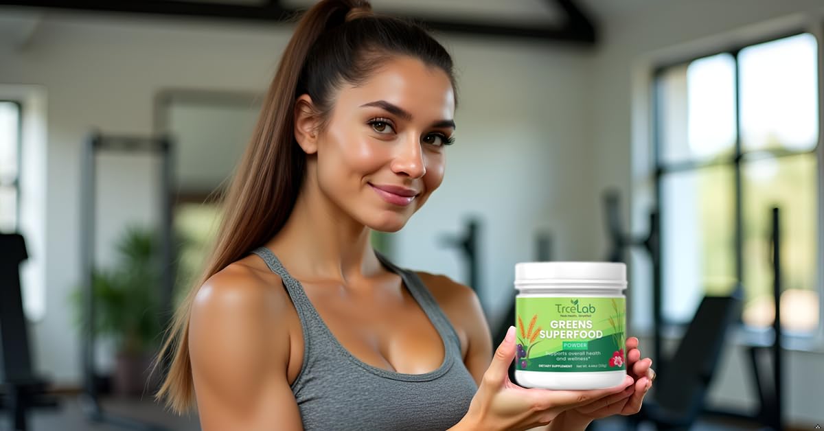 TRCELAB Super Greens Powder with Inulin & Ginger Root, 4.4 Ounce