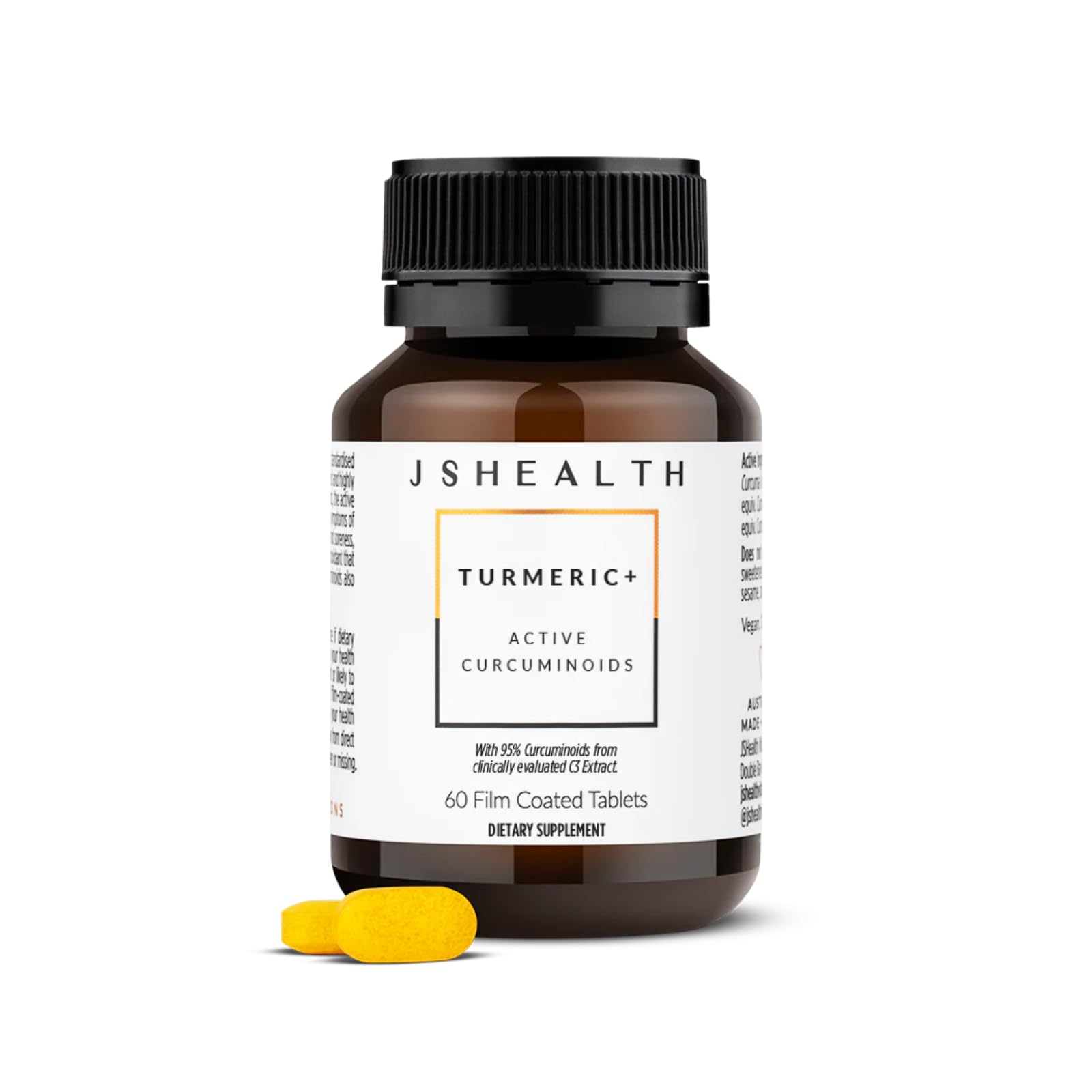 JSHealth Turmeric Curcumin Supplement with C3 Complex, 60 Tablets