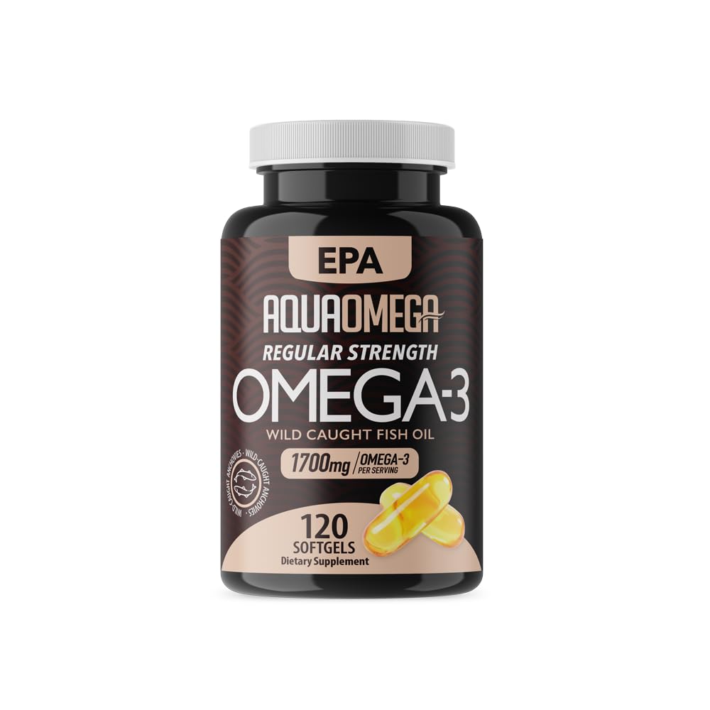 AQUA OMEGA Regular Strength Omega-3 Fish Oil Capsules with EPA & DHA, 120 Capsules