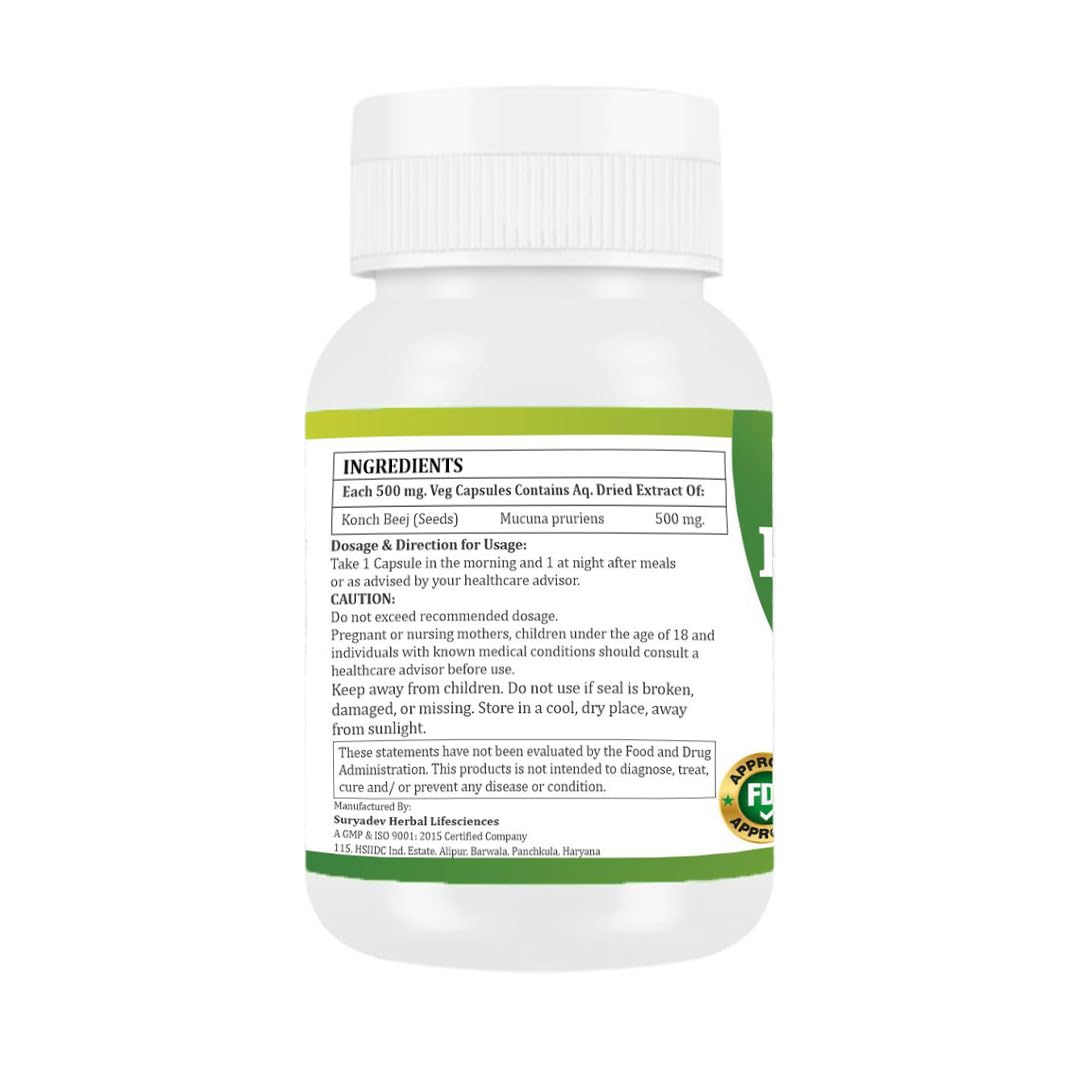 Morsan Healthcare Kaunch (Konch) Beej Mucuna pruriens Capsules, 120 Capsules