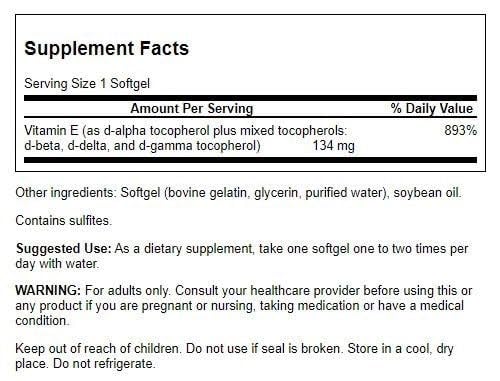 Swanson Vitamin E Mixed Tocopherols 200 IU Softgels 100