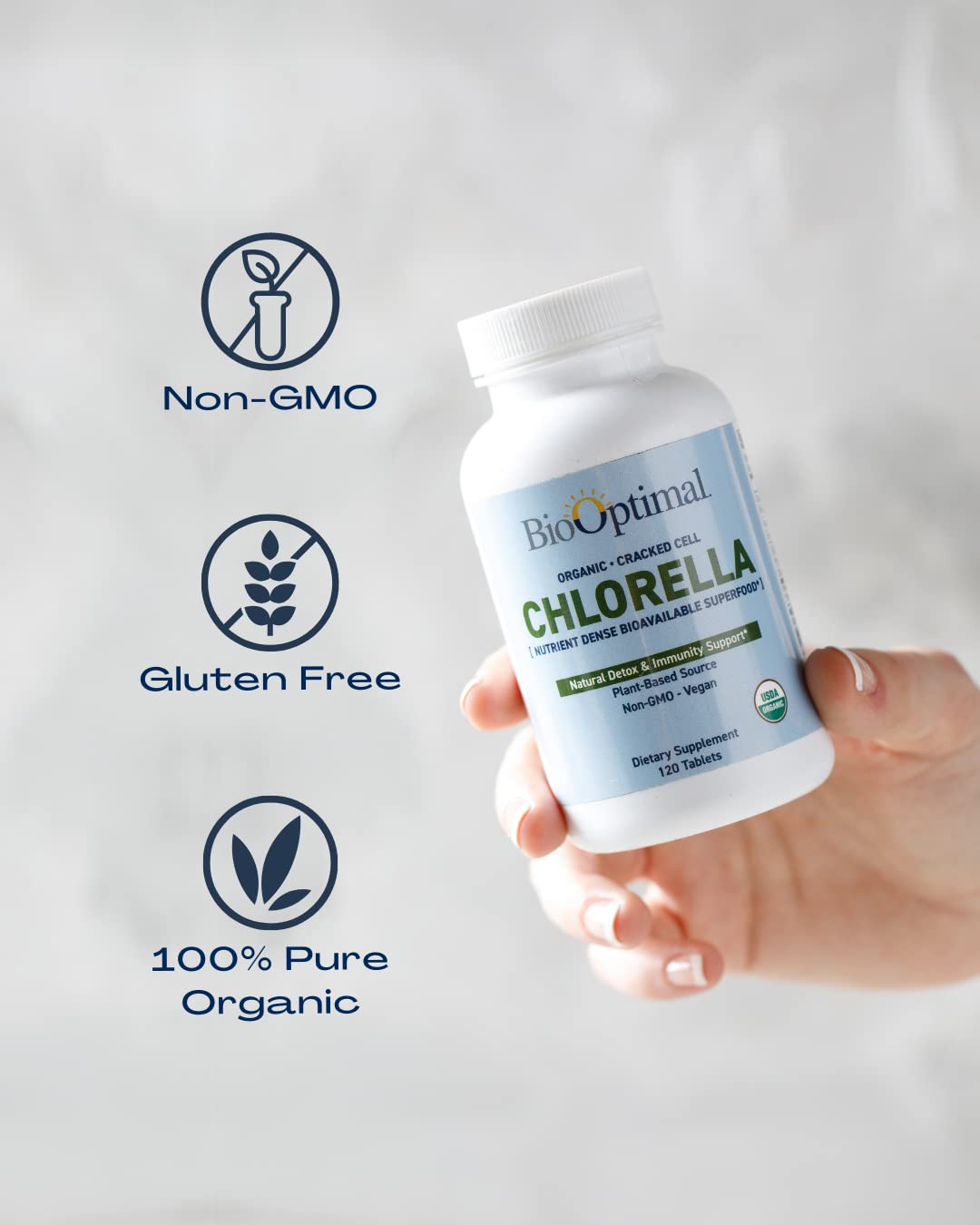 BioOptimal Organic Chlorella 120 Tablets