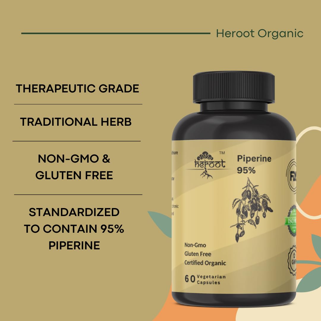 Heroot Piperine 95% (Piper Nigrum) 500 mg Capsule, 120 Capsules