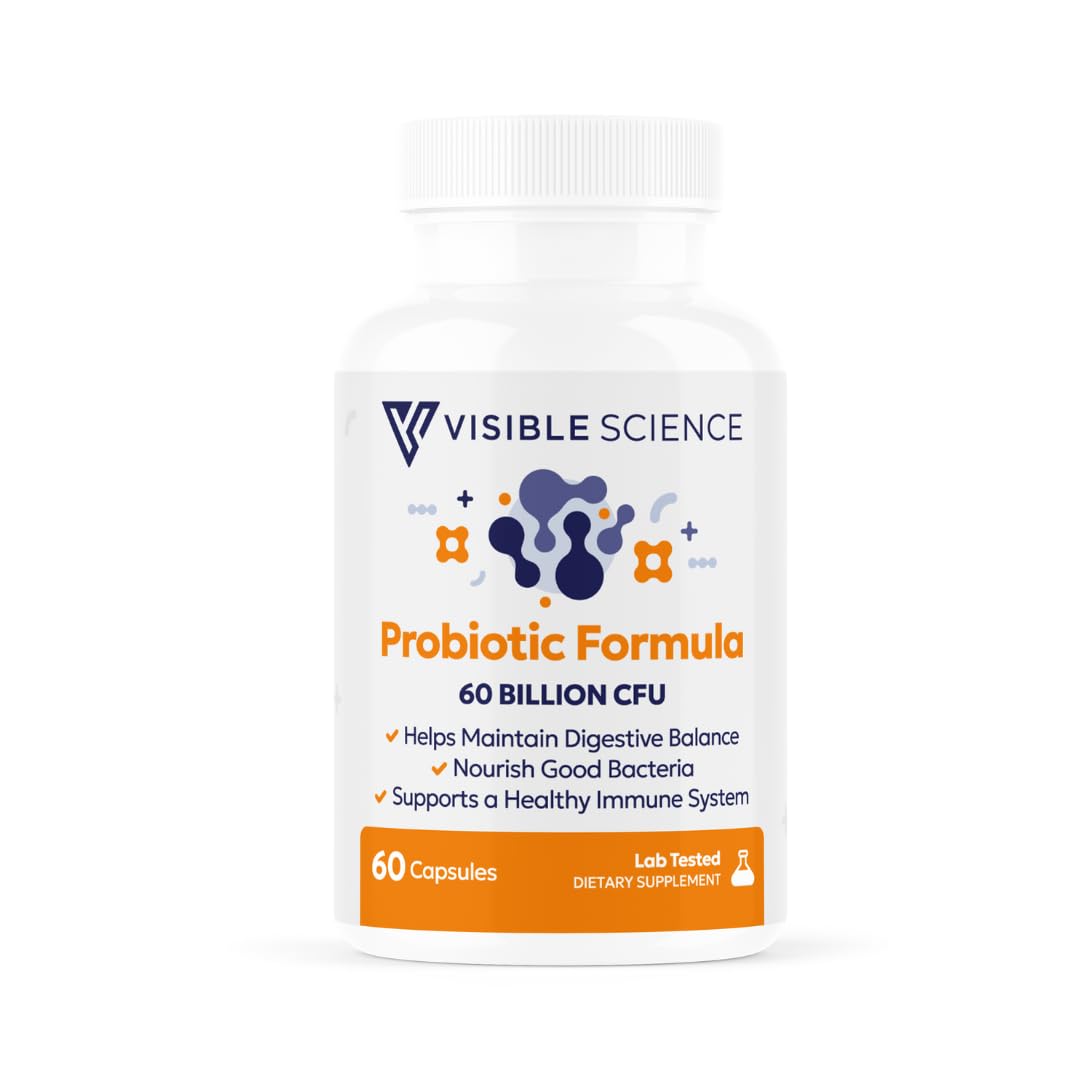 Visible Science Probiotic Formula Probiotic Strains Gut Digestive & Immune Health Support 60 Billion CFU Capsules 60