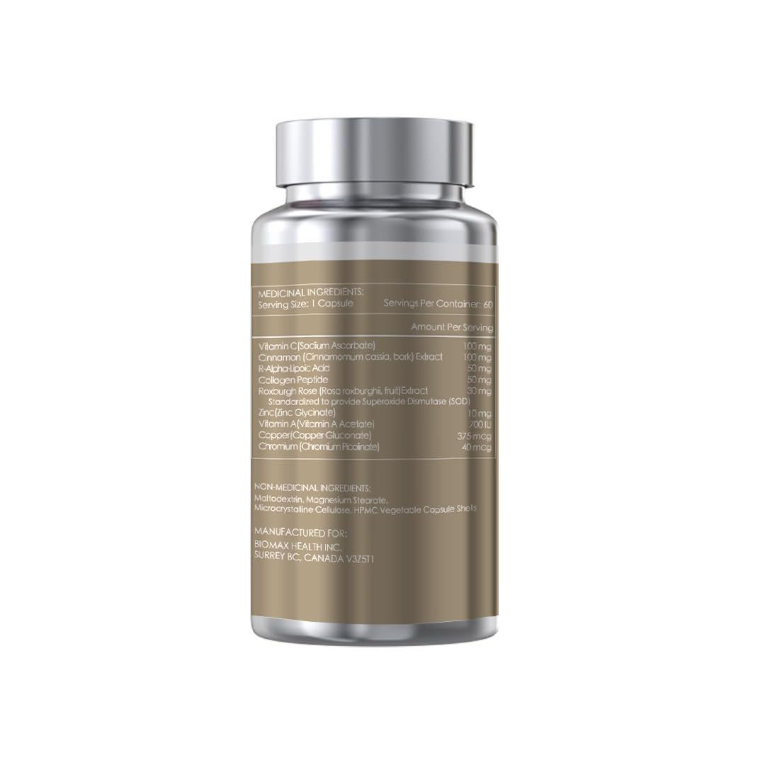 FOPIZ Anti-Glycation Capsule Alpha-Lipoic Acid & SOD & Collagen Tripeptide, 60 Count