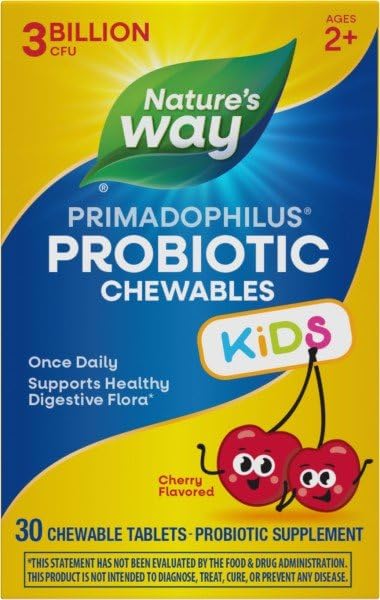 Nature's Way Primadophilus Probiotic Chewables for Kids, Chewable, 30 Count
