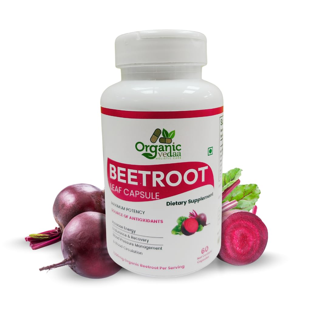 Organic Vedaa Holistic Care Beet Root Fiber Capsules, 60 Capsules