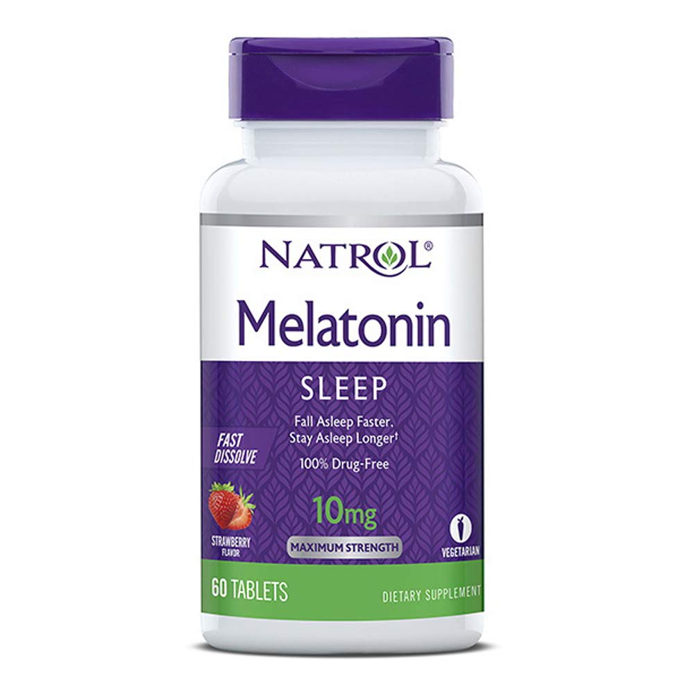 Natrol Melatonin Sleep Maximum Strength fast dissolve Strawberry flavor 10 mg Tablet 180 Count