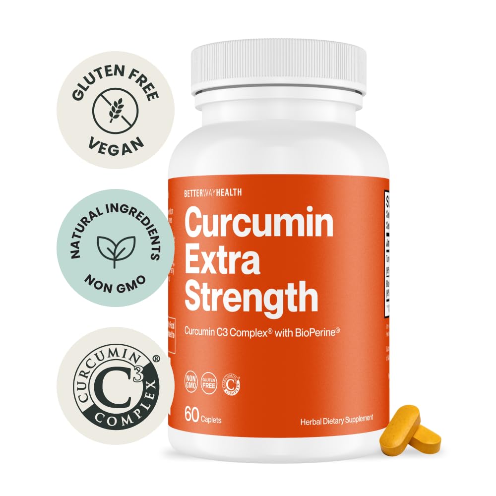 Better Way Health Turmeric Curcumin C3 Complex 1000mg with BioPerine High Absorption Joint Support Capsules 60 Count