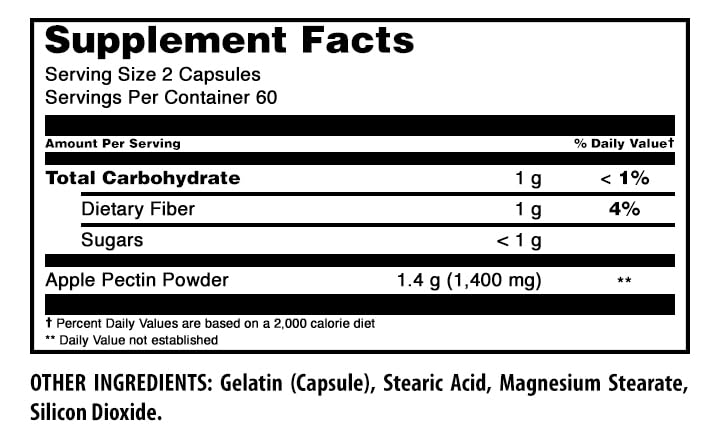 Amazing Nutrition Amazing Formulas Apple Pectin 1400 Mg Supplement 120 Capsules