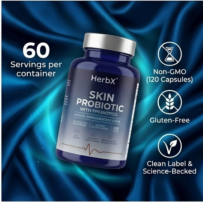HerbX Skin Probiotic Veggie Capsules, 120 Capsules